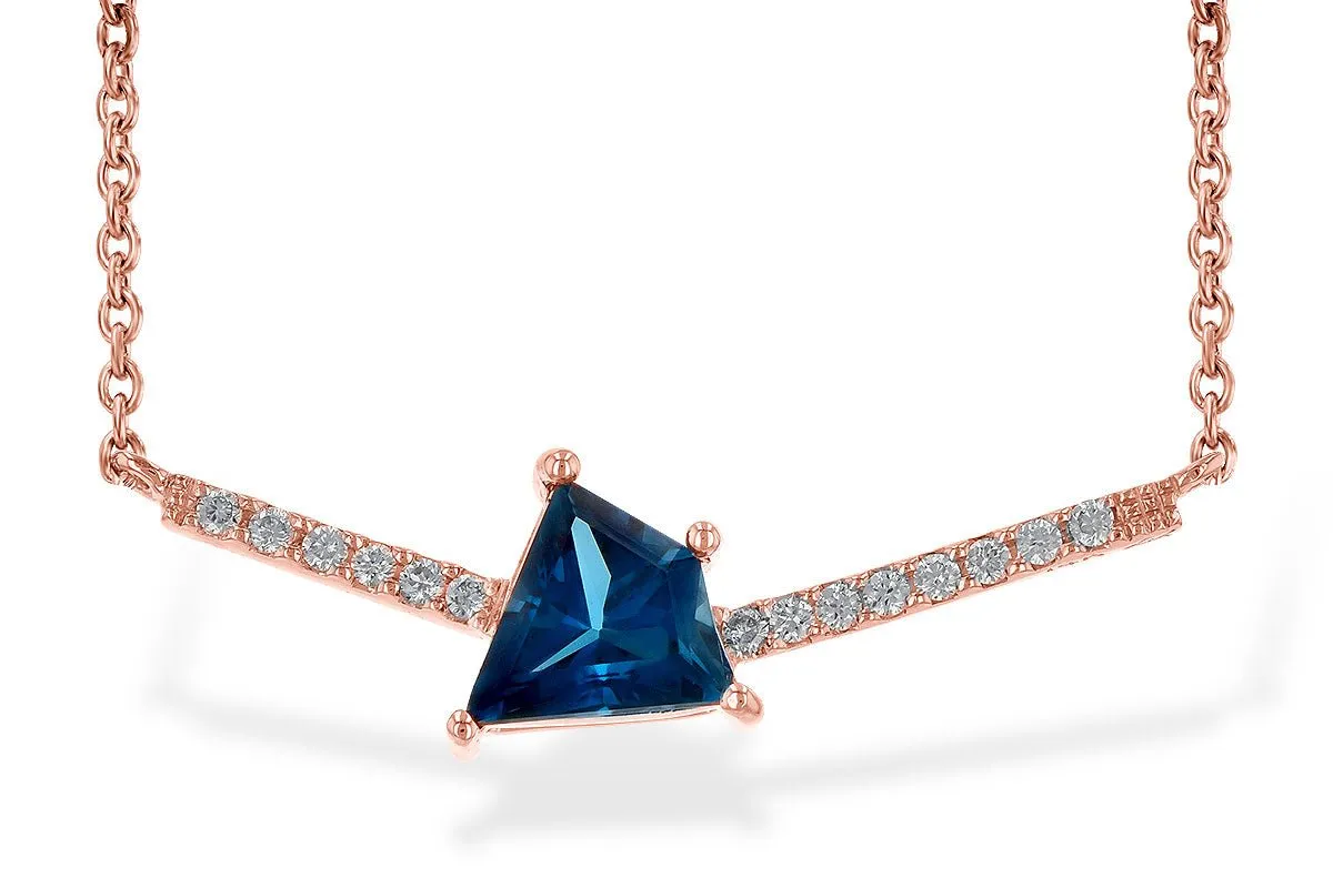 Fancy Cut London Blue Topaz & Diamond Geometric Pendant with Chain