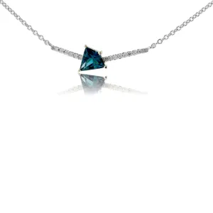 Fancy Cut London Blue Topaz & Diamond Geometric Pendant with Chain