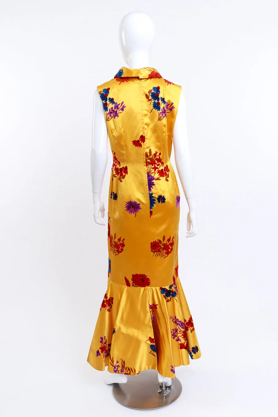Flocked Floral Mermaid Gown & Shawl