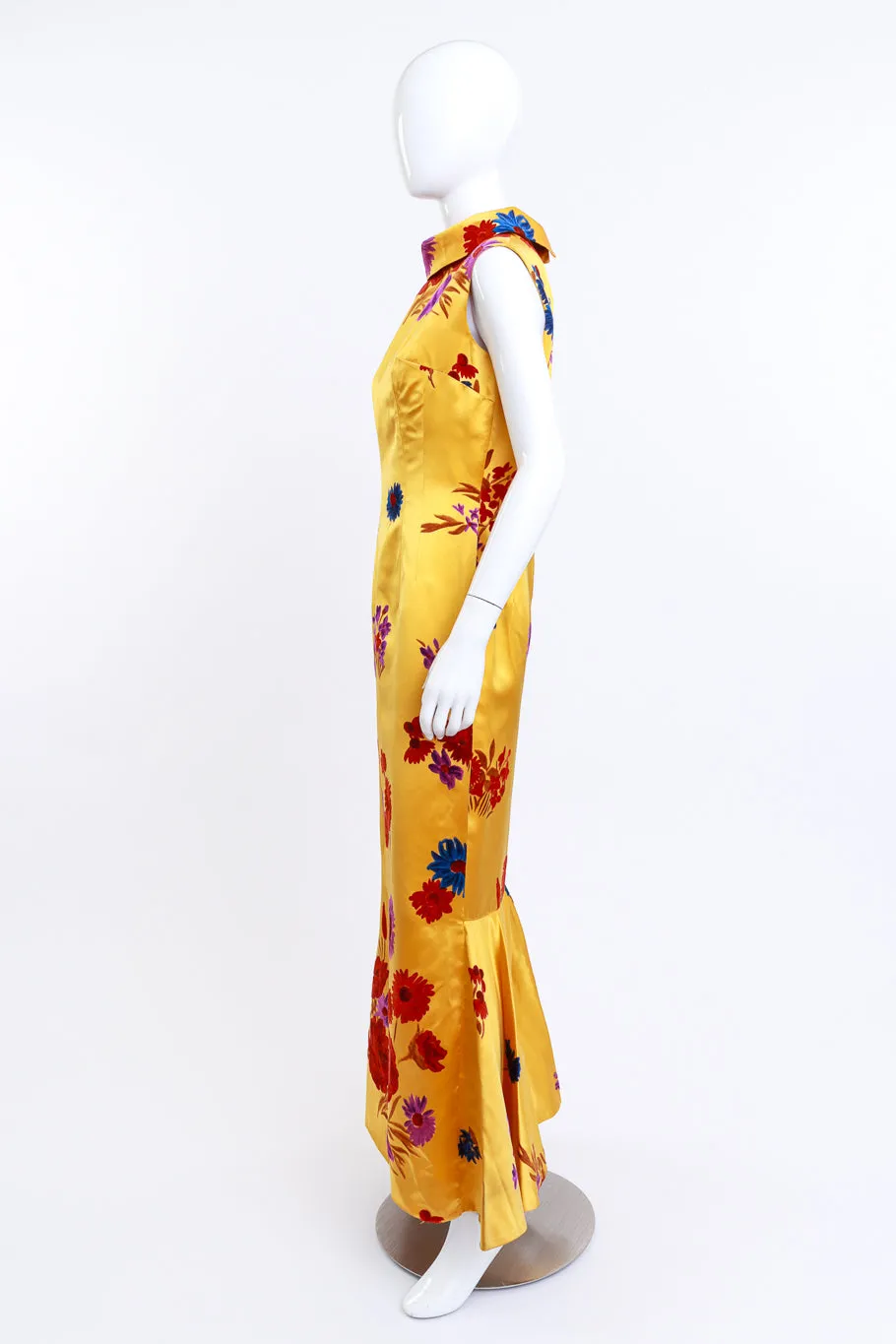 Flocked Floral Mermaid Gown & Shawl