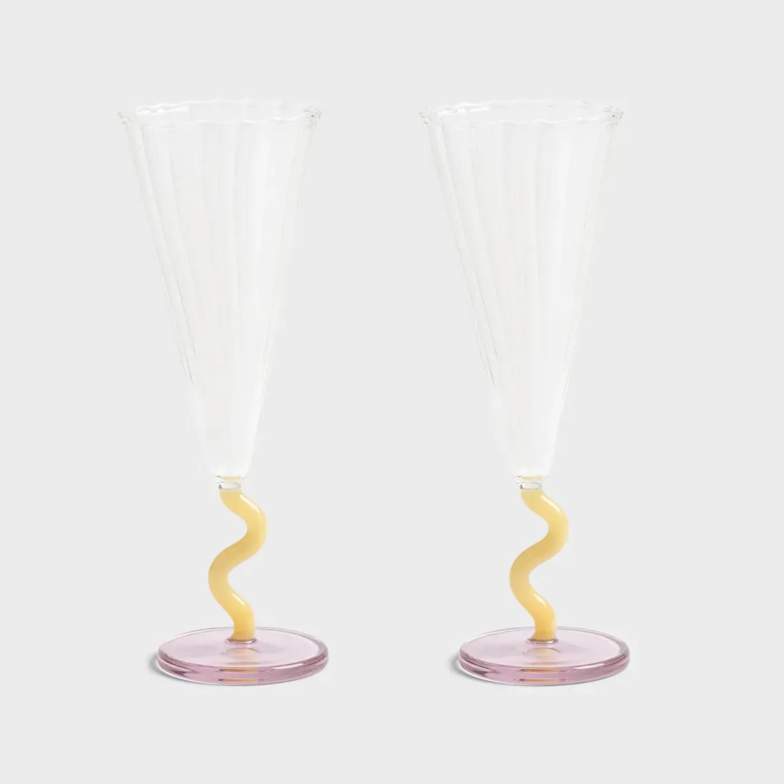 Flute Curve Set Of 2 - Caramel