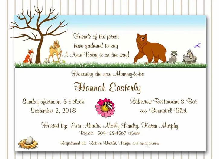 FOREST ANIMALS CUSTOM INVITATION