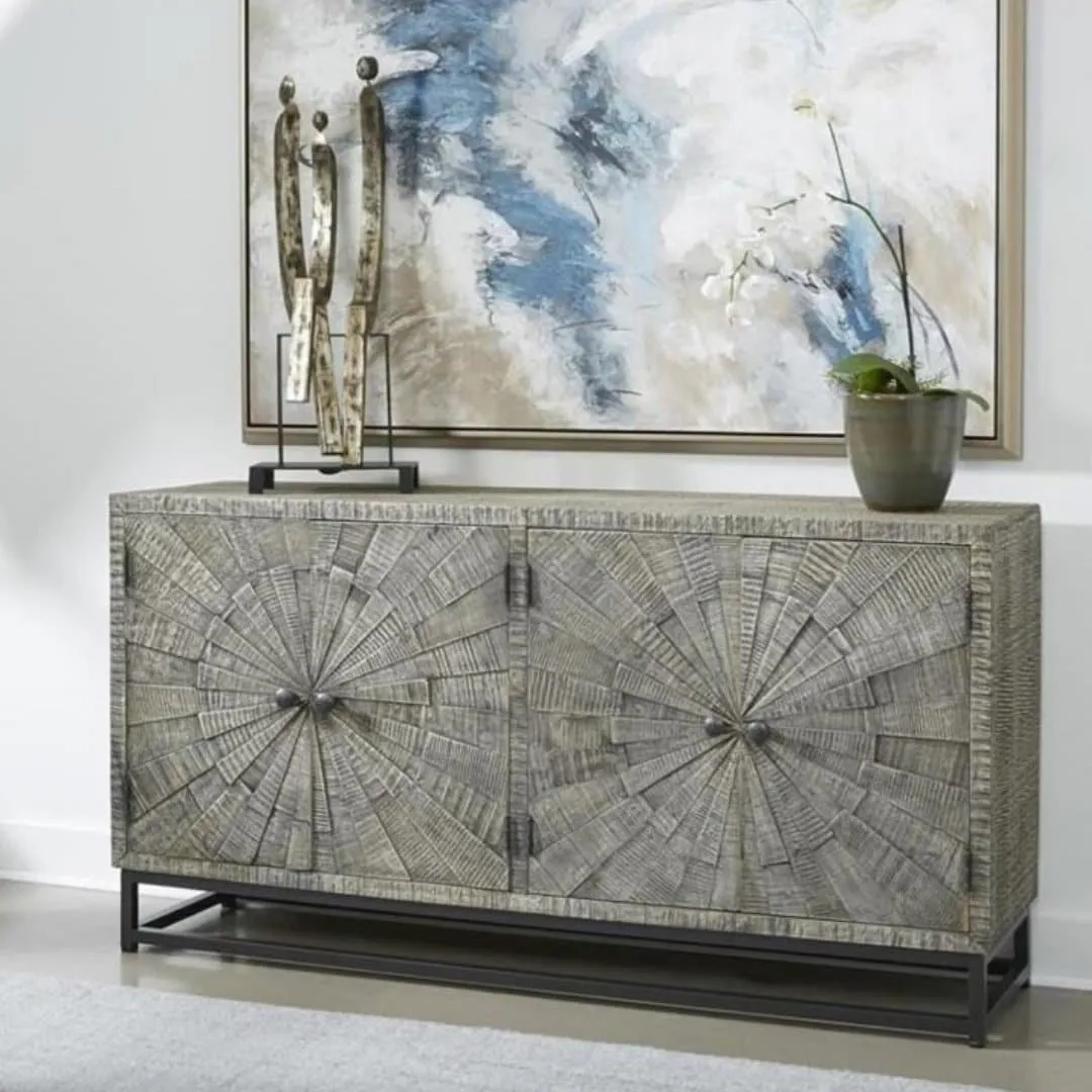 Four Door Credenza in Brownish Gray