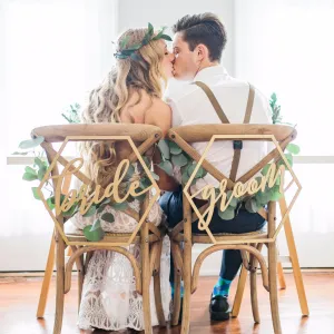 Geometric Bride & Groom Chair Signs