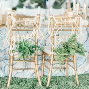 Geometric Bride Groom Wedding Chair Signs