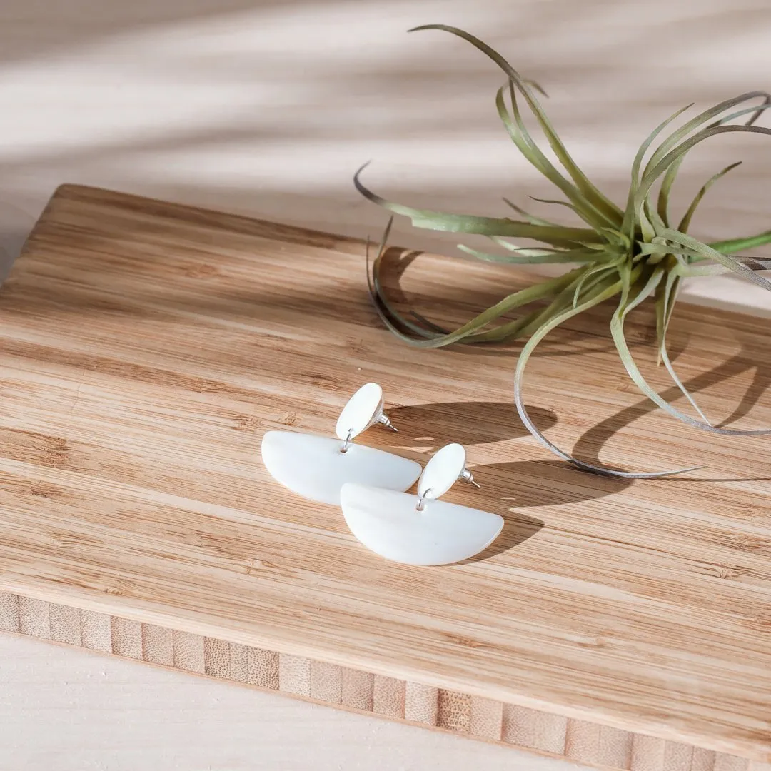 Geometric Earrings, Pearl White - Mother-of-Pearl Jewelry