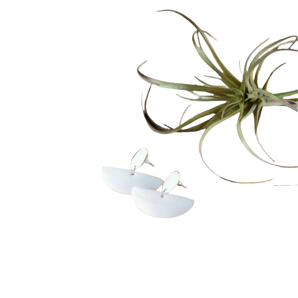 Geometric Earrings, Pearl White - Mother-of-Pearl Jewelry