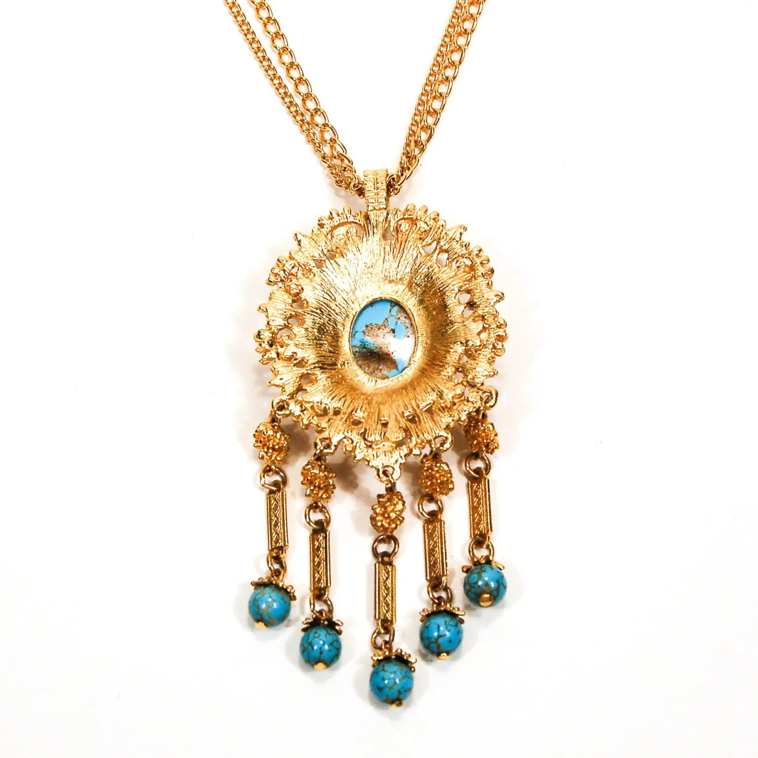 Gold and Turquoise Etruscan Statement Necklace