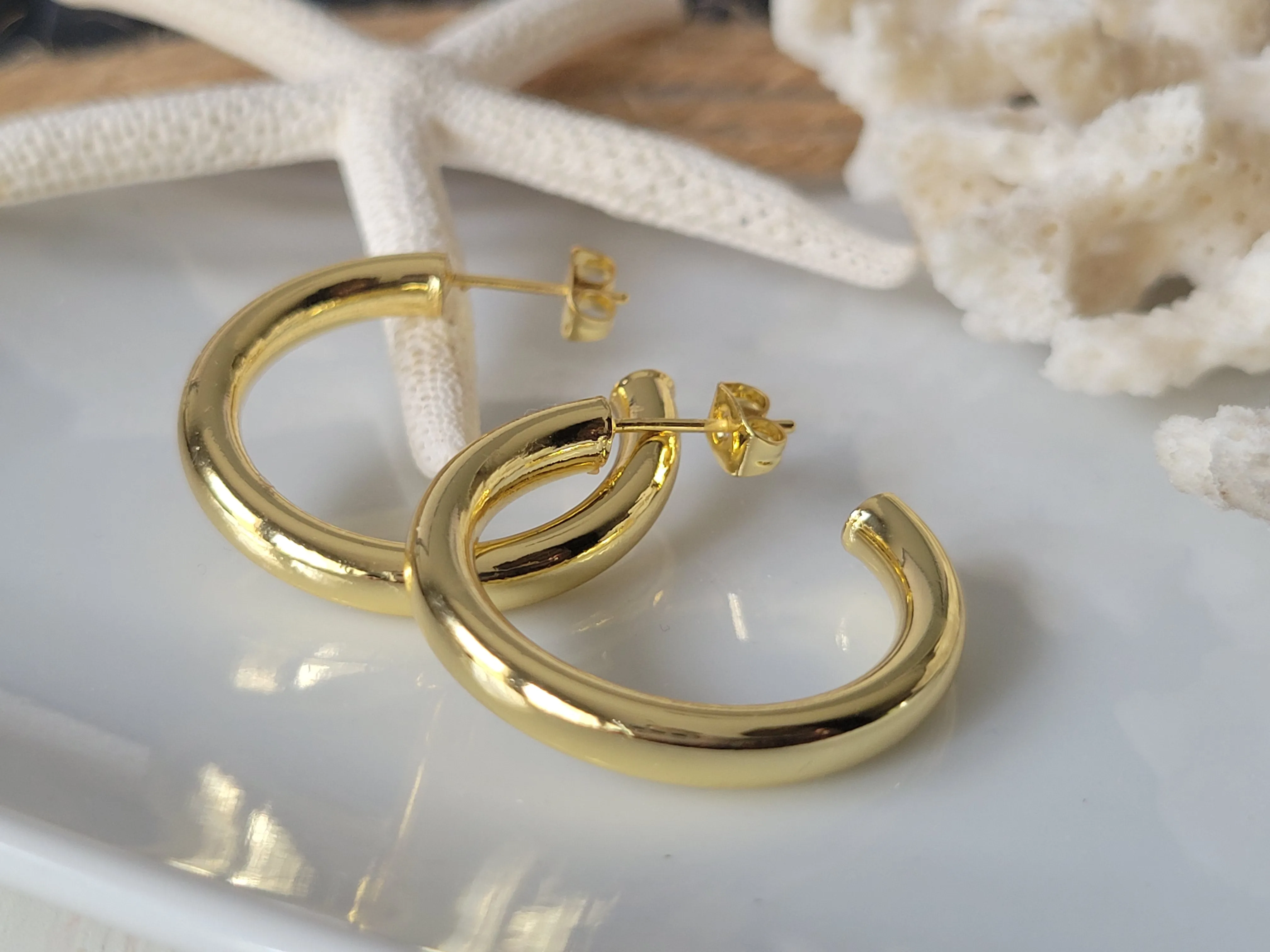 Gold Hollow Hoop Earrings