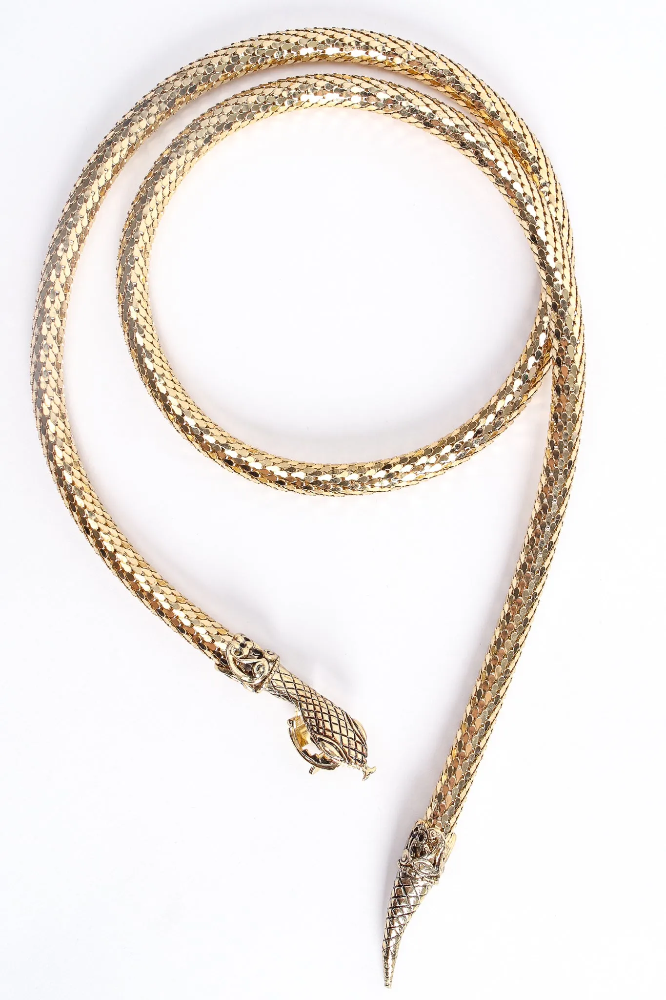 Gold Metal Mesh Snake Belt Necklace