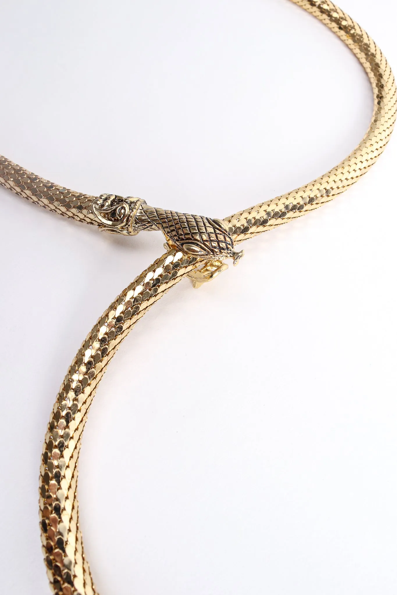 Gold Metal Mesh Snake Belt Necklace