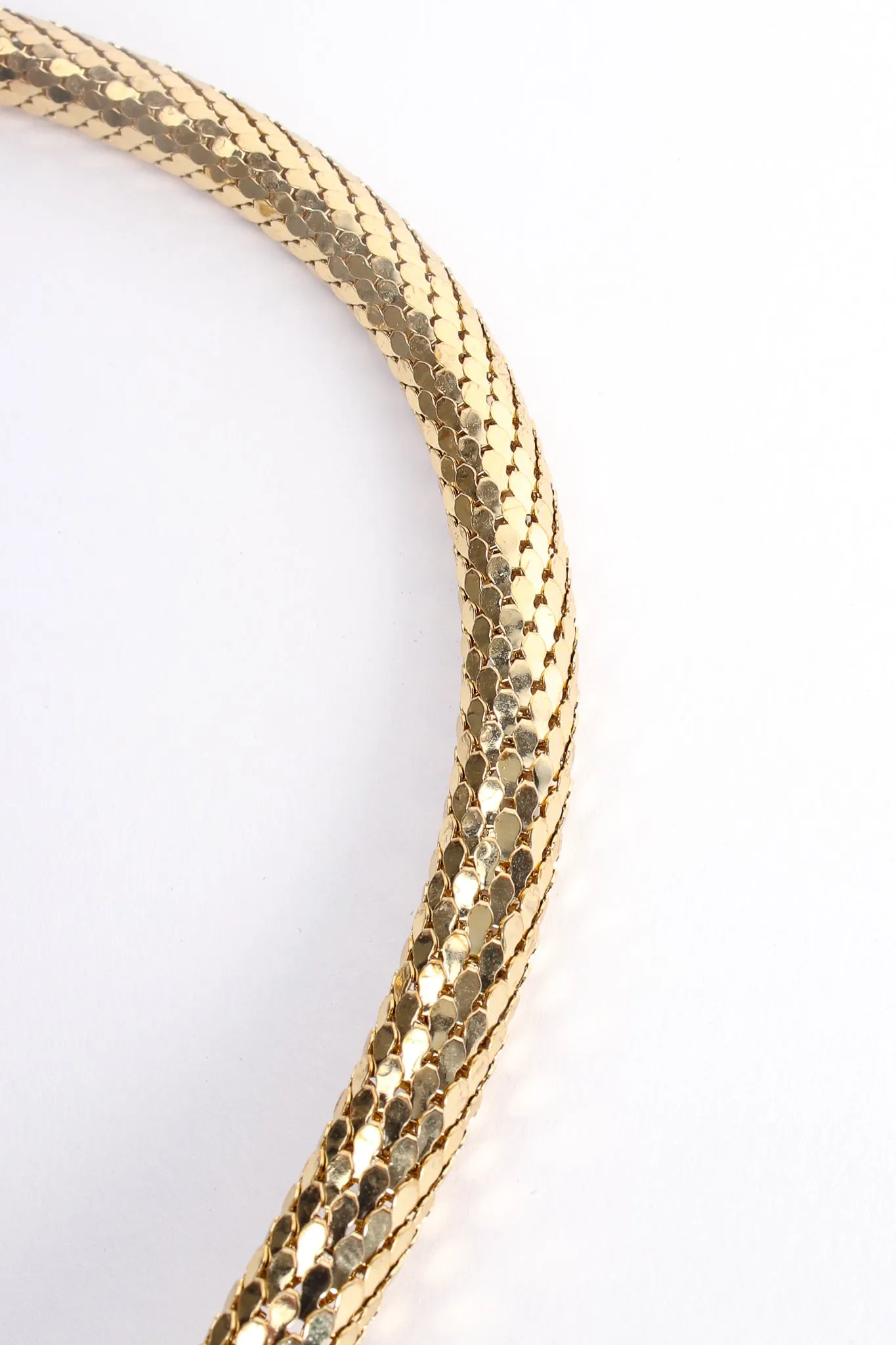 Gold Metal Mesh Snake Belt Necklace