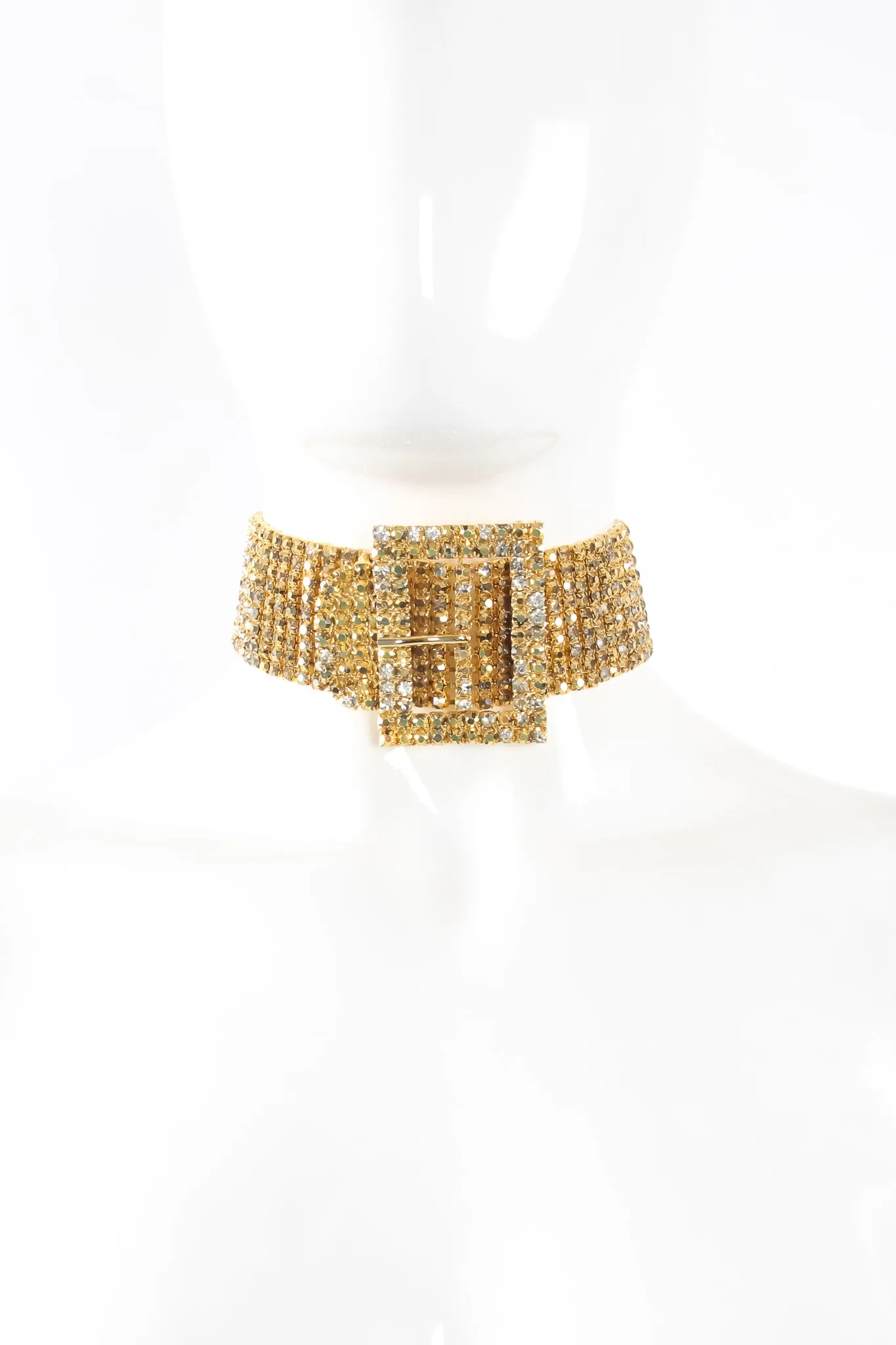 Gold Rhinestone Buckle Choker