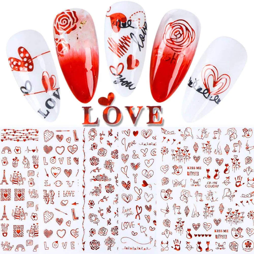 Graffiti Fun Nail Art Stickers, Abstract Nail Decals 3D Self-Adhesive Abstract Lady Face Rose Leaf Nail Design Manicure Tips Nail Decoration for Women Girls Kids(6Sheets)