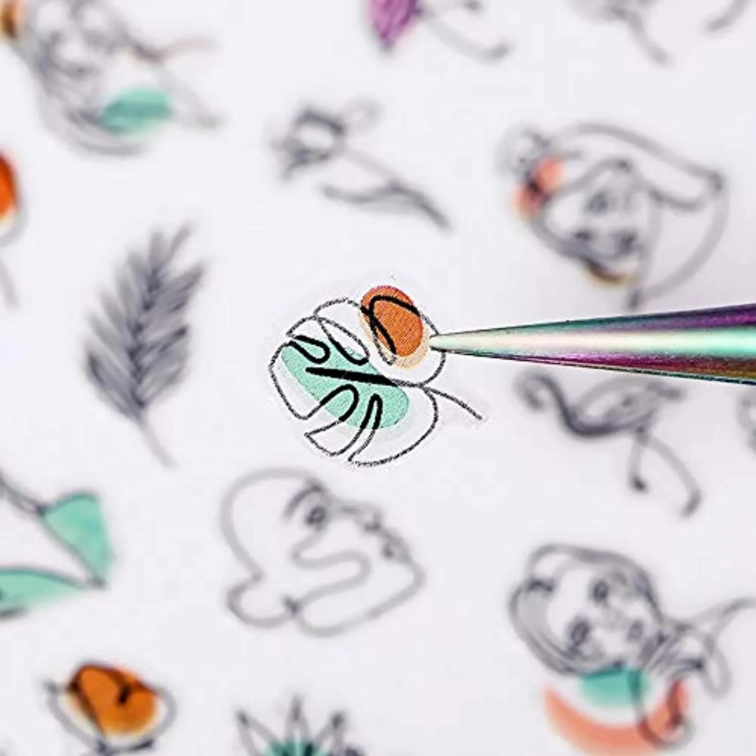 Graffiti Fun Nail Art Stickers, Abstract Nail Decals 3D Self-Adhesive Abstract Lady Face Rose Leaf Nail Design Manicure Tips Nail Decoration for Women Girls Kids(6Sheets)