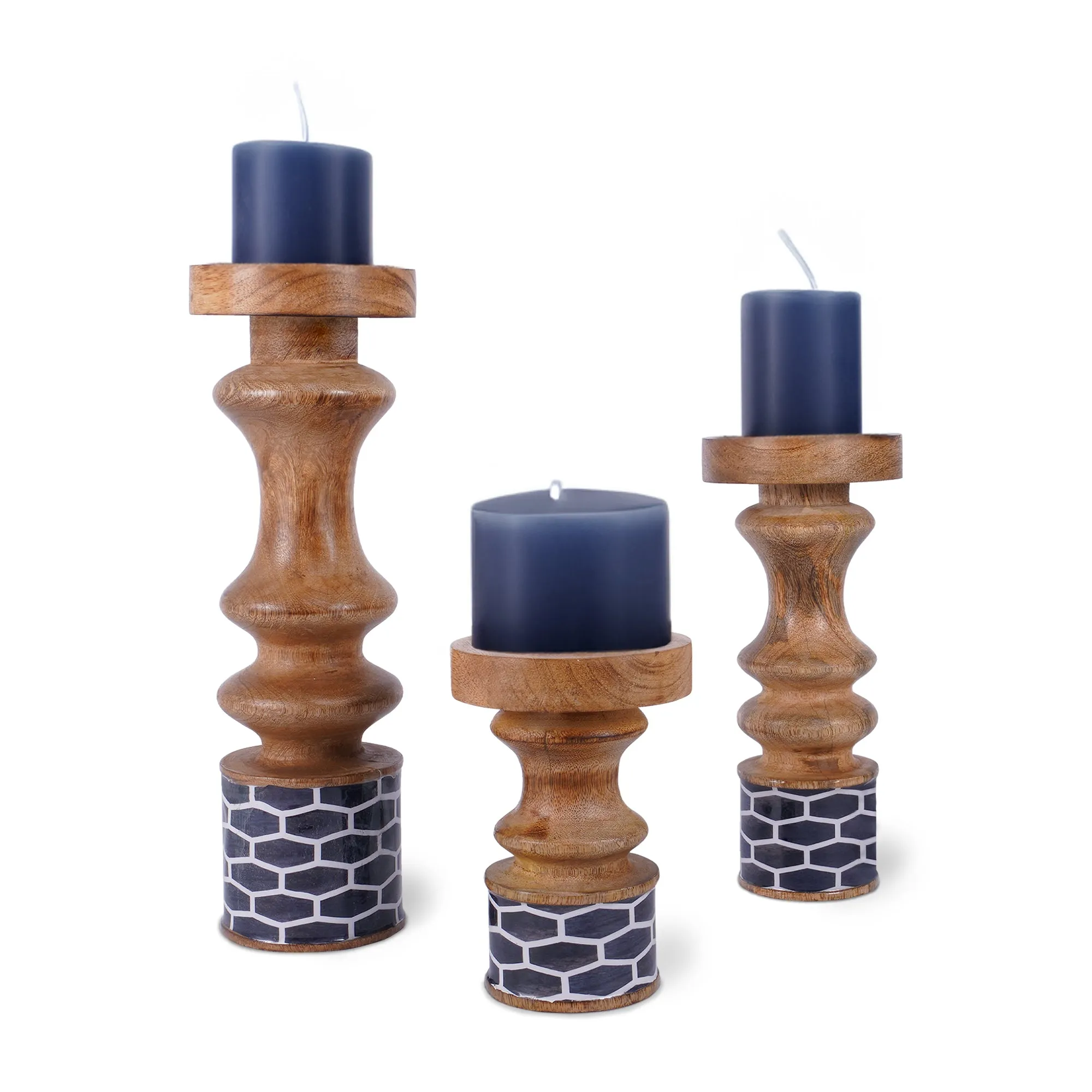 Gramercy Pillar Candleholder of 3 - Blue