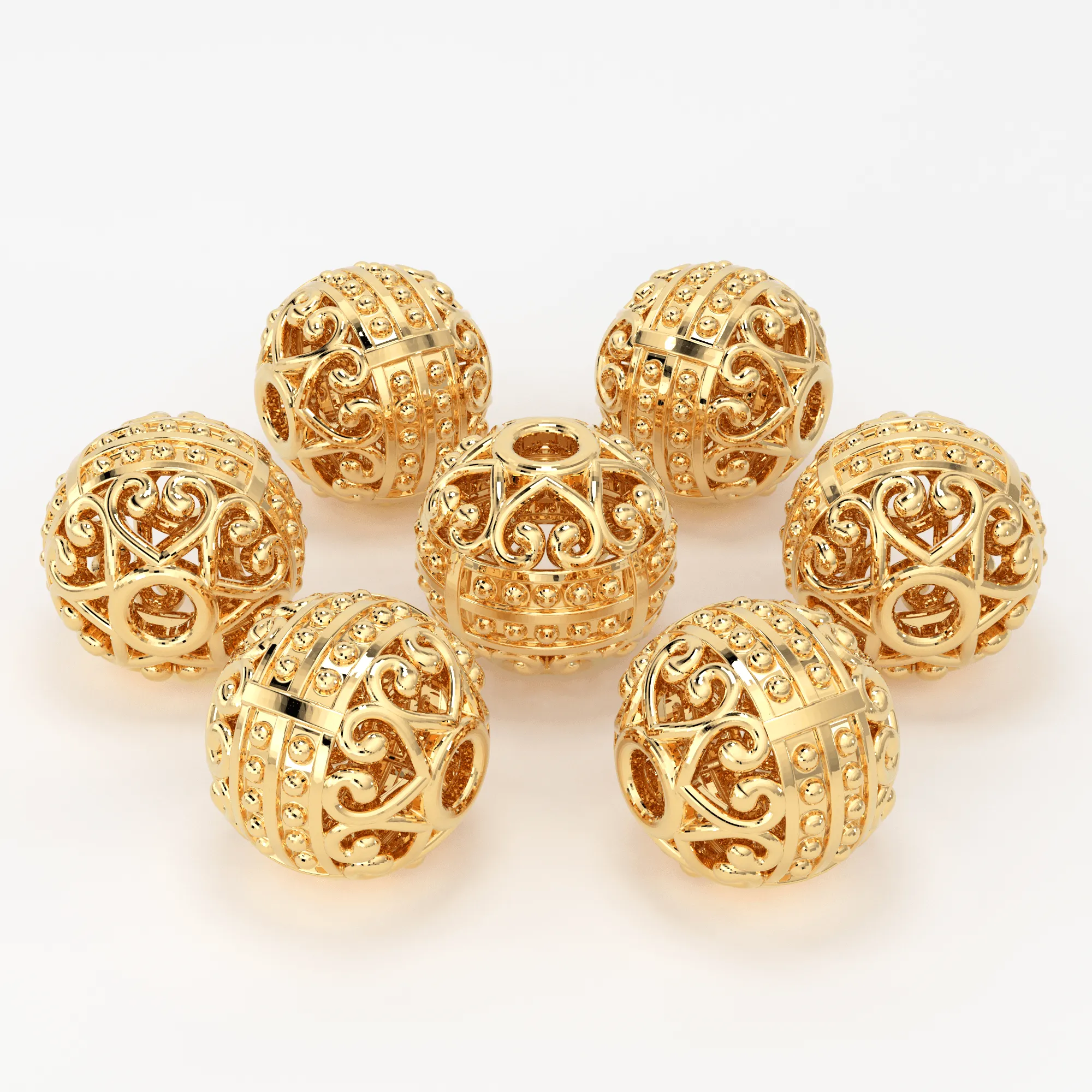 Granulation Tribal 18k Solid Gold Beads Old Fashioned Bali Round Spacer Finding 6mm 8mm 10mm