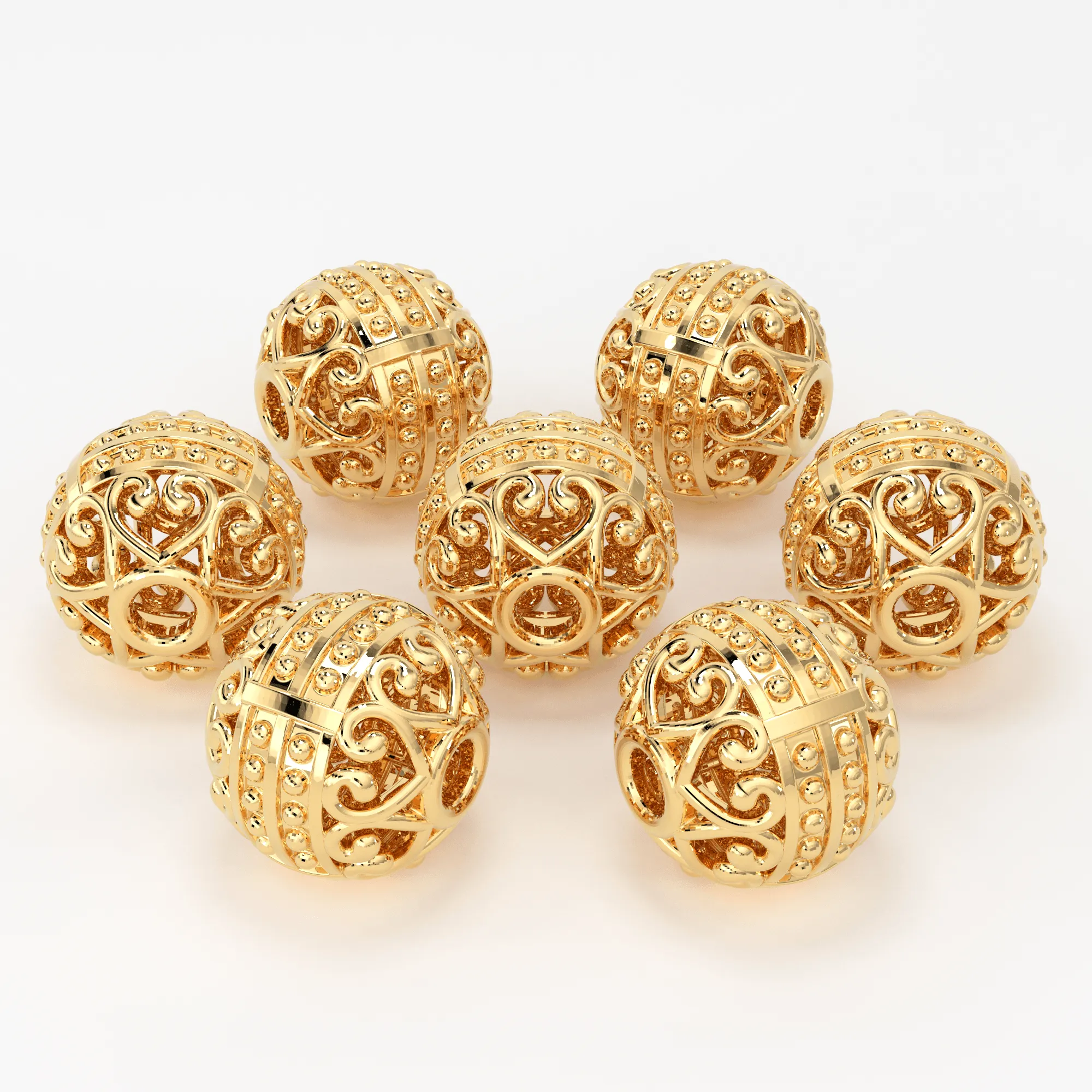 Granulation Tribal 18k Solid Gold Beads Old Fashioned Bali Round Spacer Finding 6mm 8mm 10mm