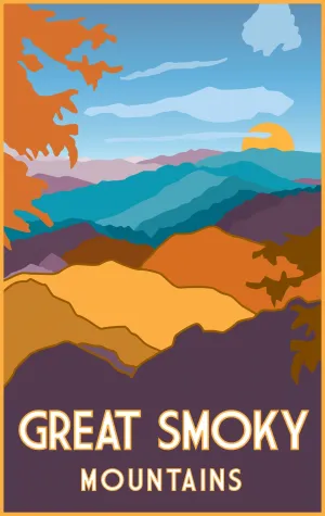 Great Smoky Mountains Autumn Nature Travel Print 11 x 17