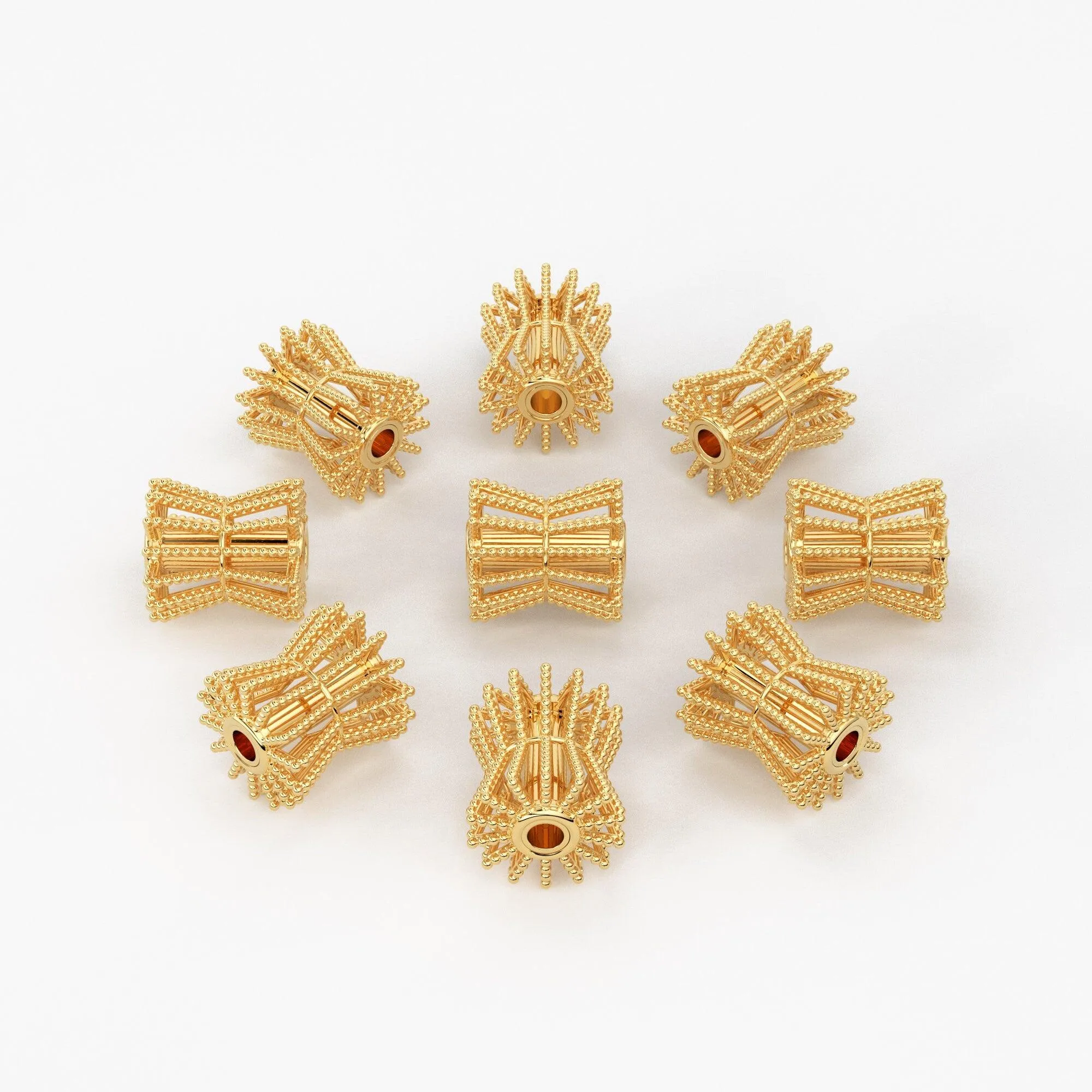 Handmade 14k 18k Solid Yellow Gold Fancy Bead Beautiful 6.50mm Cone Beads In Solid Gold In Glossy Finish 1pc