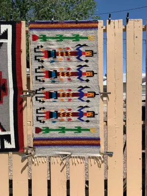 Handwoven Wool Corn Maiden Rug; 30”x60”