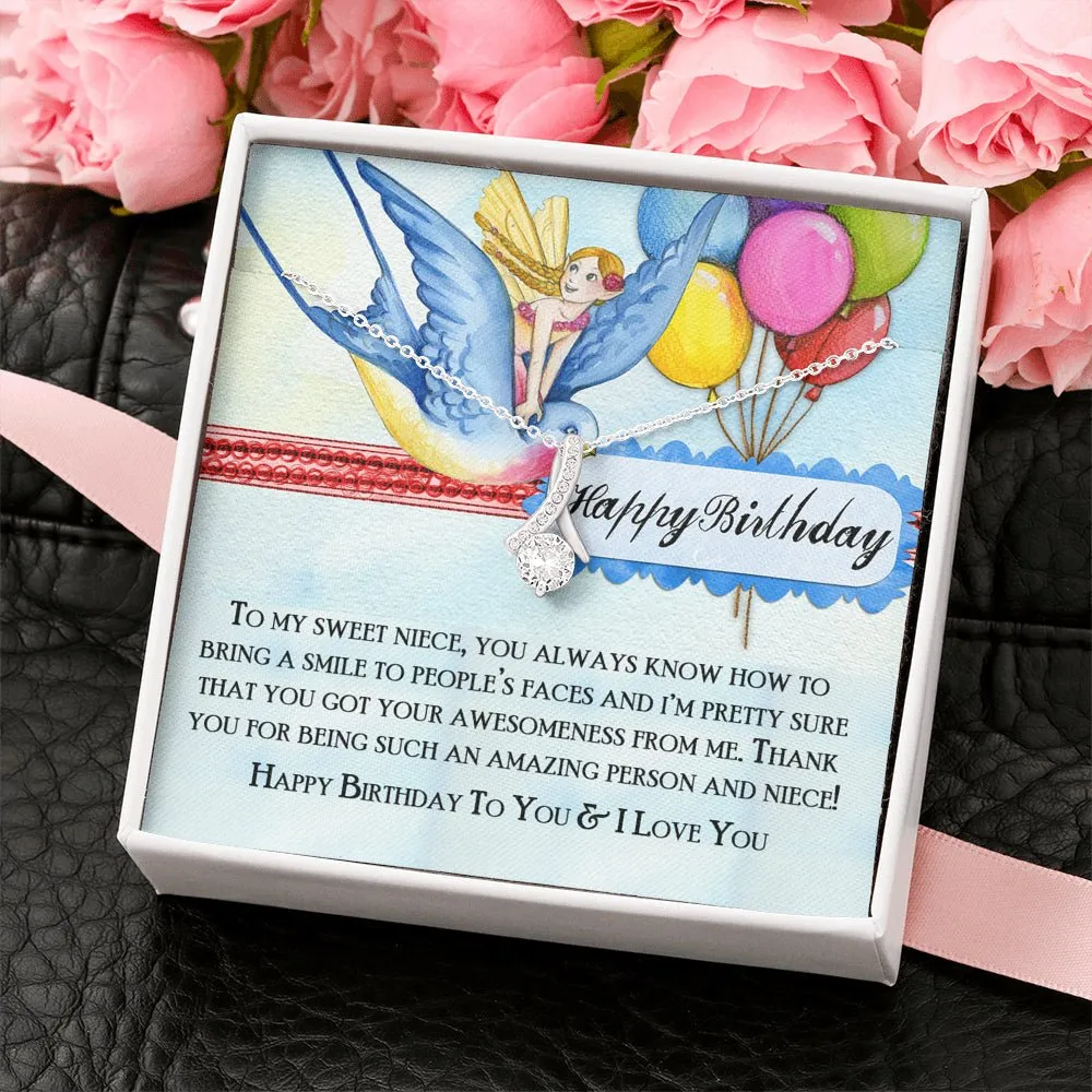 Happy Birthday Niece Love Knot Pendant Necklace