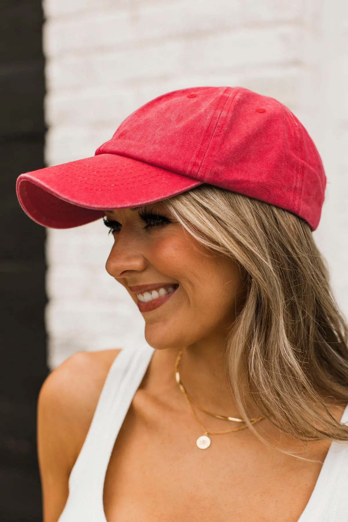 Happy Camper Baseball Cap- Red