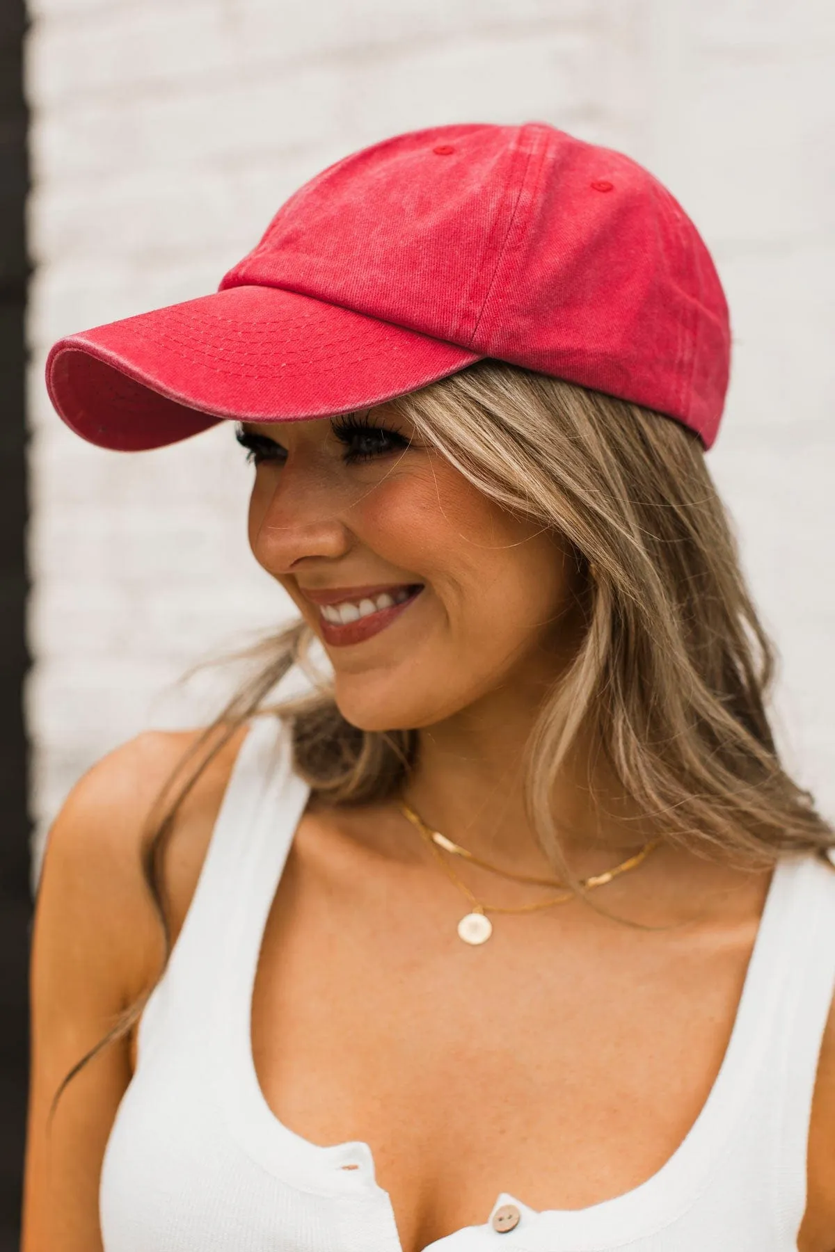 Happy Camper Baseball Cap- Red
