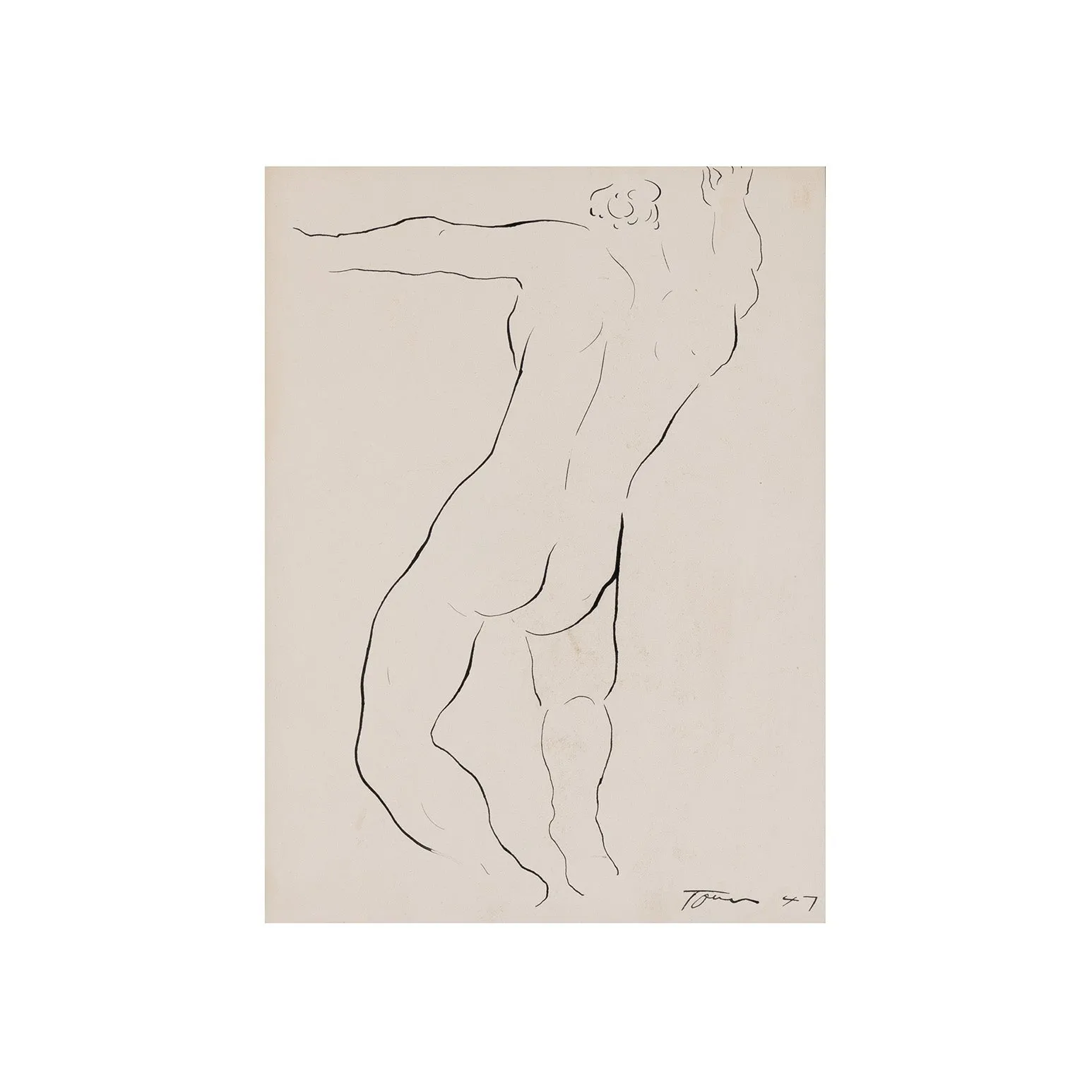 HAROLD TOWN "WARRIOR" INK DRAWING, 1947