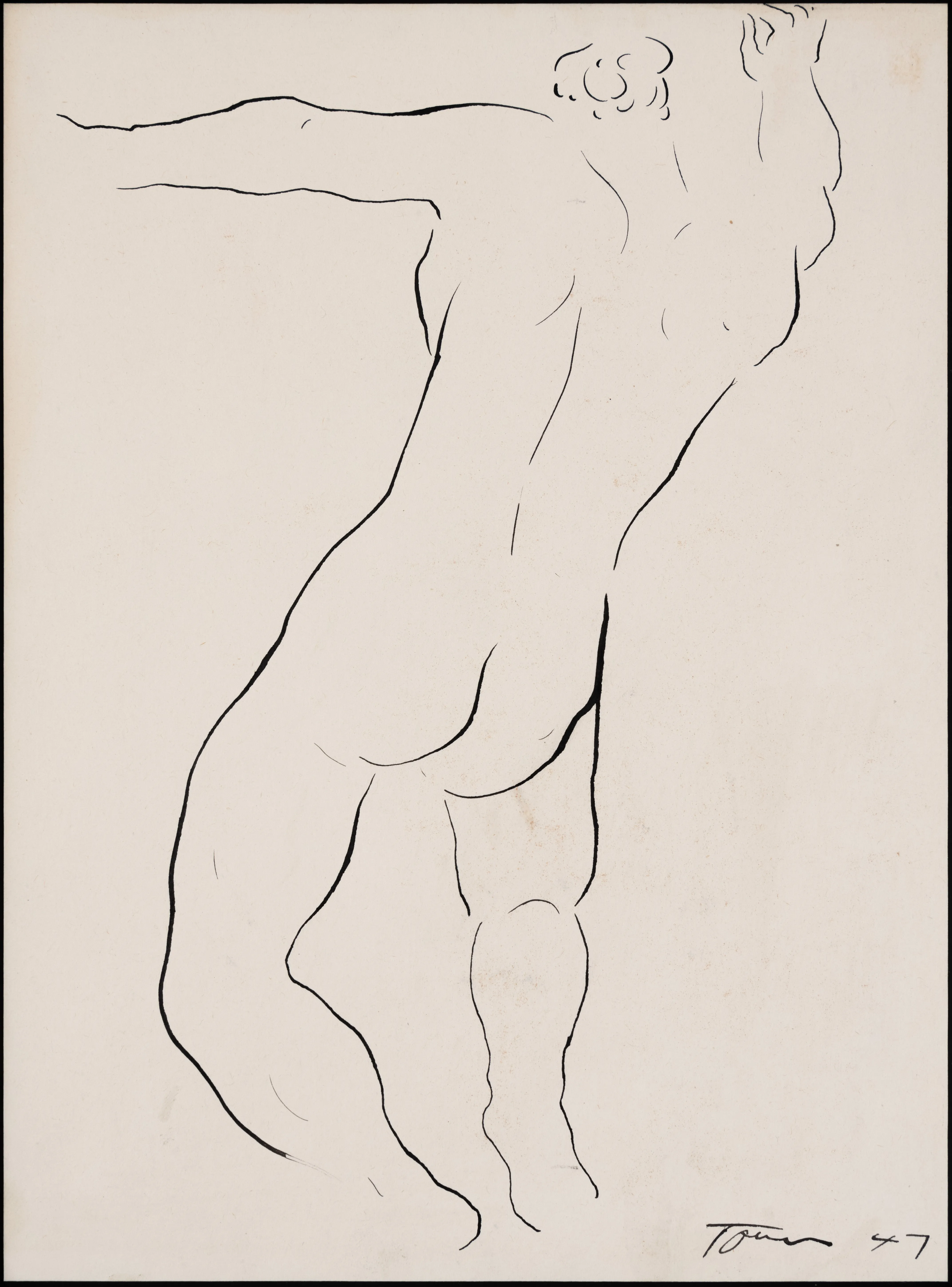 HAROLD TOWN "WARRIOR" INK DRAWING, 1947