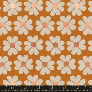 Heart Flowers Canvas in Caramel --- Unruly Nature by Jen Hewett for Ruby Star Society -- Moda Fabric
