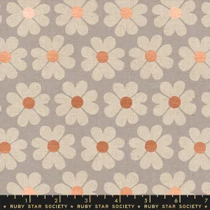 Heart Flowers Canvas in Dove --- Unruly Nature by Jen Hewett for Ruby Star Society -- Moda Fabric