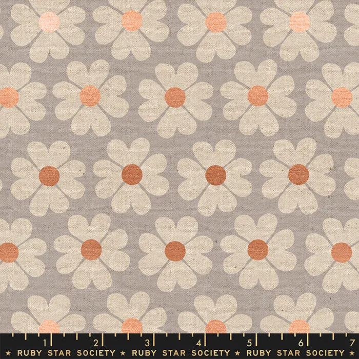 Heart Flowers Canvas in Dove --- Unruly Nature by Jen Hewett for Ruby Star Society -- Moda Fabric