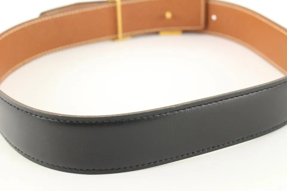 Hermès 32mm Black x Brown Reversible H Logo Belt Kit 97he719s