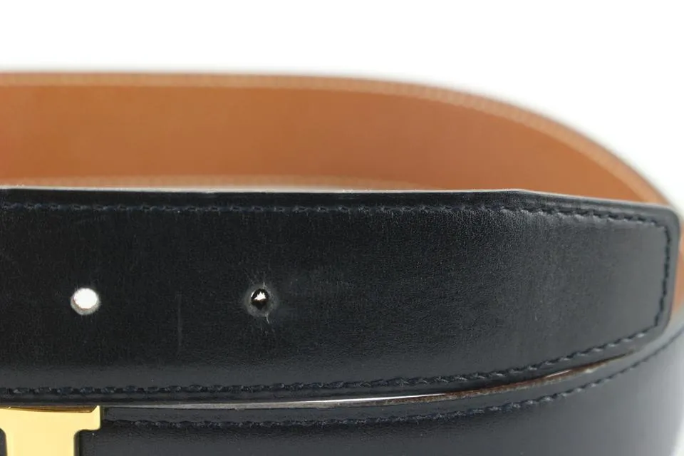 Hermès 32mm Black x Brown Reversible H Logo Belt Kit 97he719s