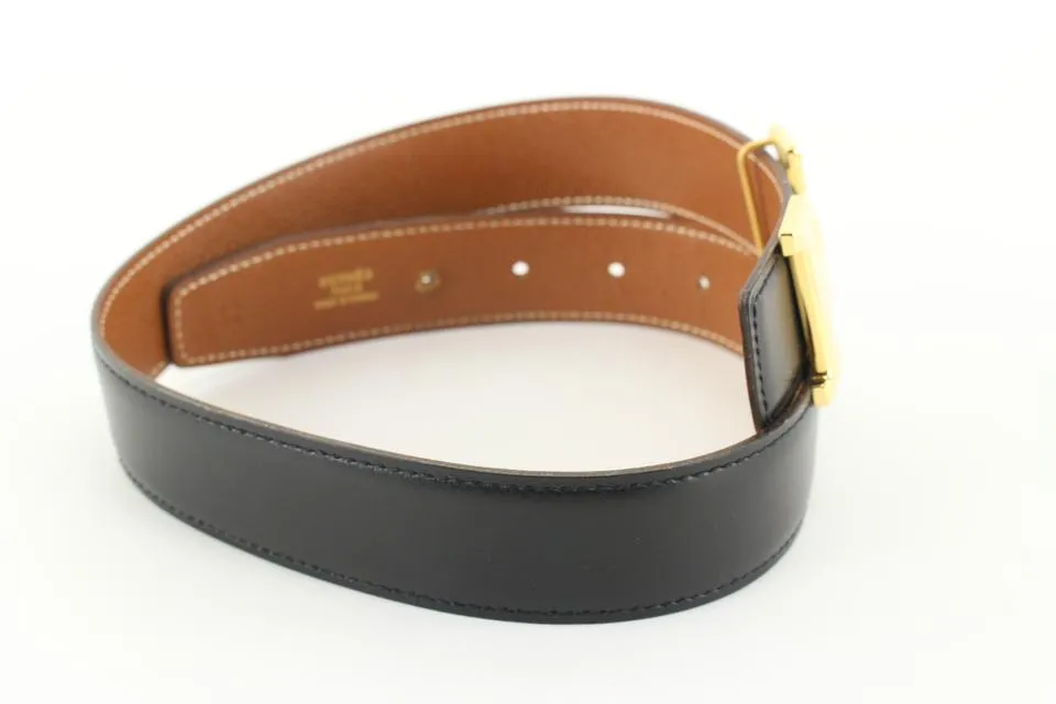 Hermès 32mm Black x Brown Reversible H Logo Belt Kit 97he719s