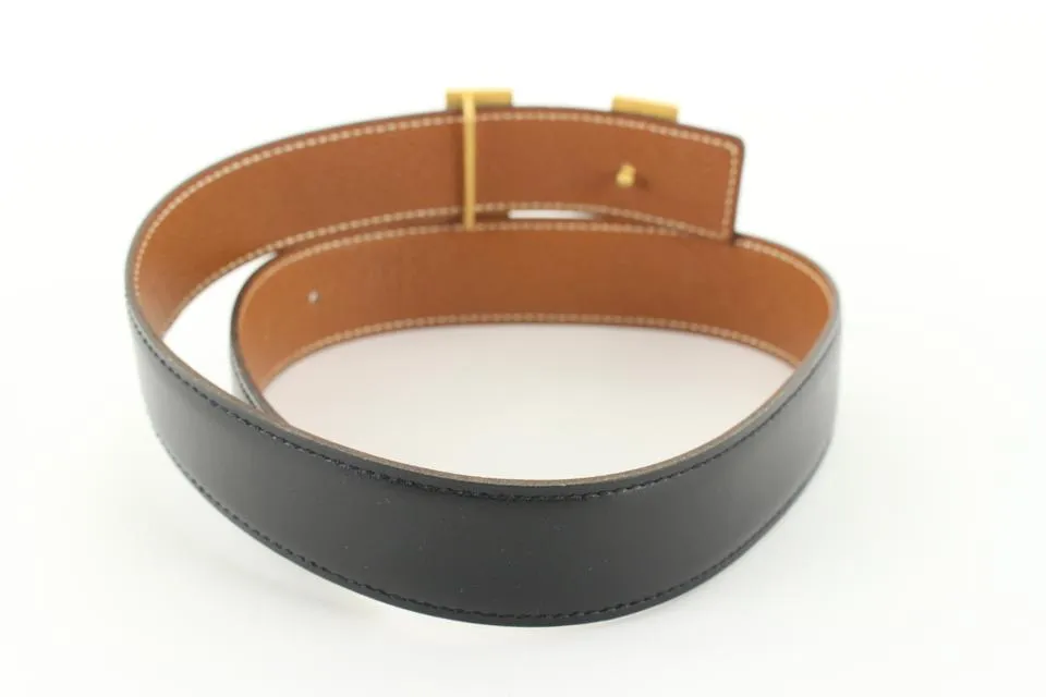 Hermès 32mm Black x Brown Reversible H Logo Belt Kit 97he719s
