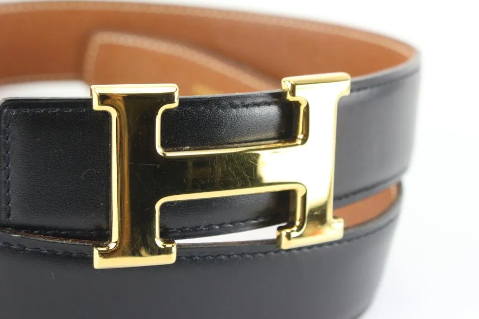 Hermès 32mm Black x Brown Reversible H Logo Belt Kit 97he719s