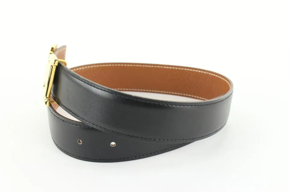 Hermès 32mm Black x Brown Reversible H Logo Belt Kit 97he719s