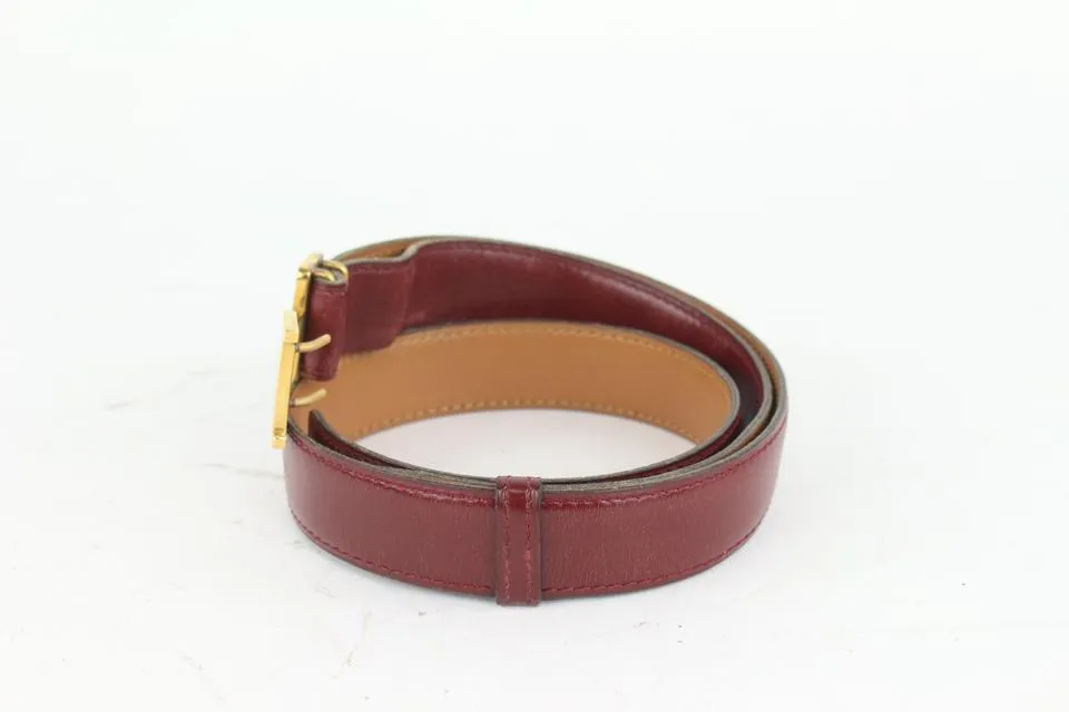 Hermès Burgundy x Gold Reversible 24mm Constance H Logo Belt Kit 1014h12