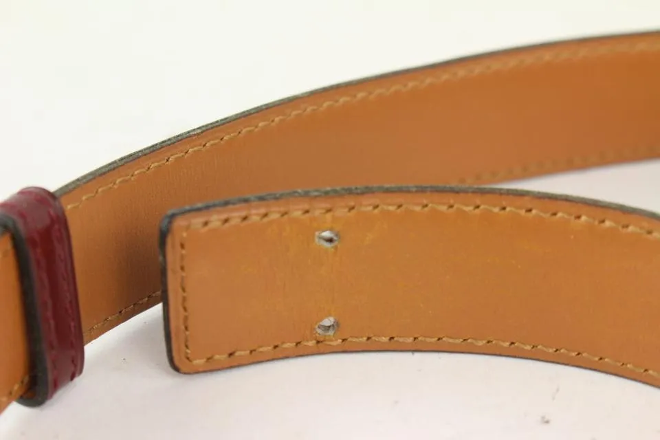 Hermès Burgundy x Gold Reversible 24mm Constance H Logo Belt Kit 1014h12