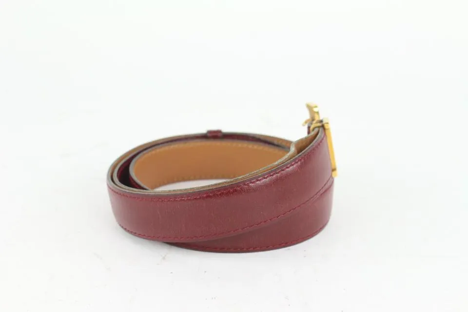 Hermès Burgundy x Gold Reversible 24mm Constance H Logo Belt Kit 1014h12