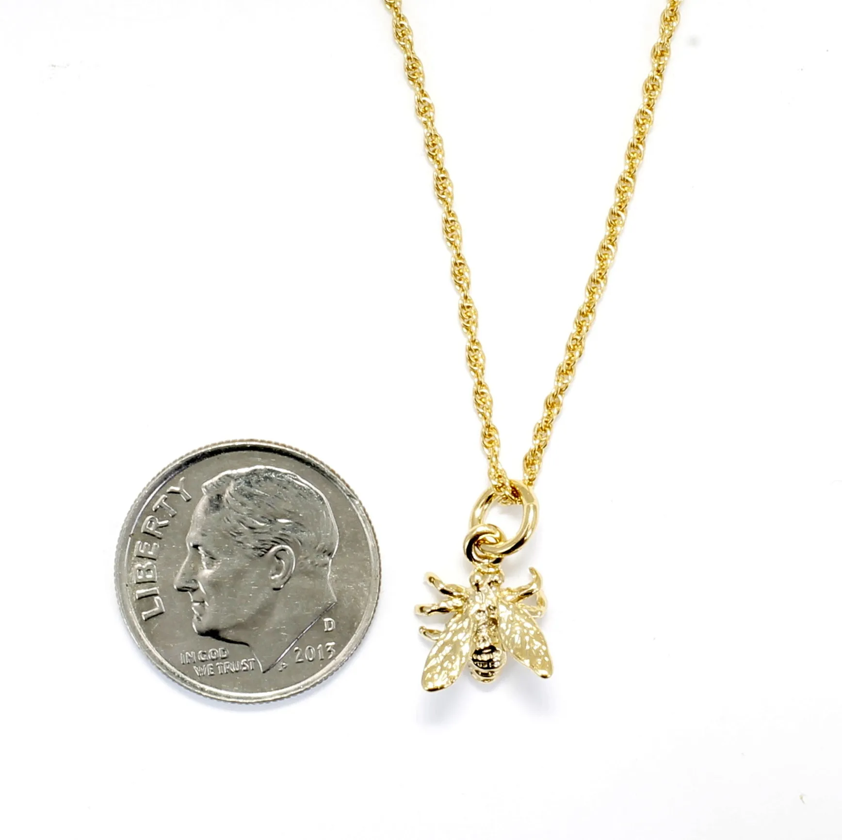 Honey Bee Necklace for Beekeeper made in 14kt gold Vermeil