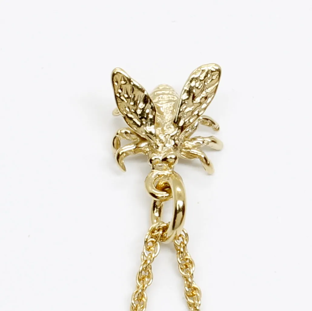 Honey Bee Necklace for Beekeeper made in 14kt gold Vermeil