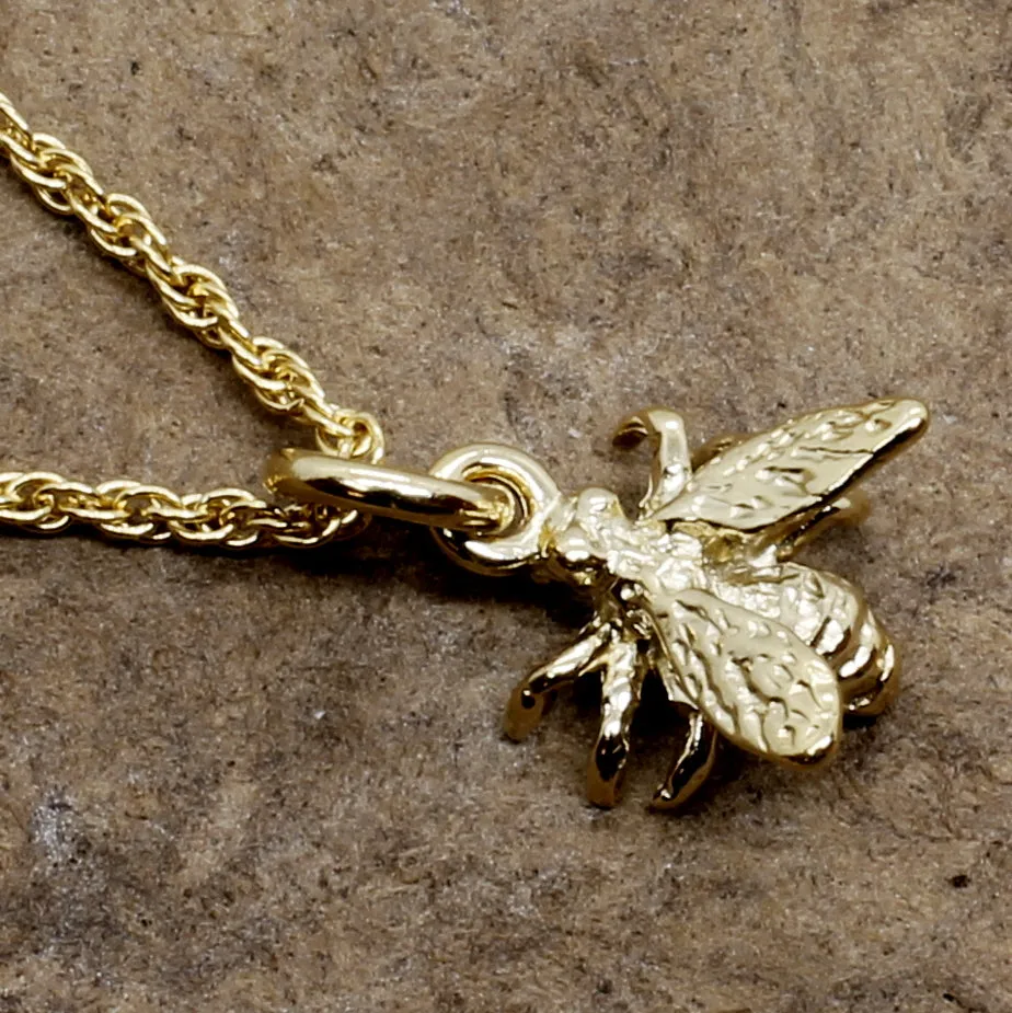 Honey Bee Necklace for Beekeeper made in 14kt gold Vermeil