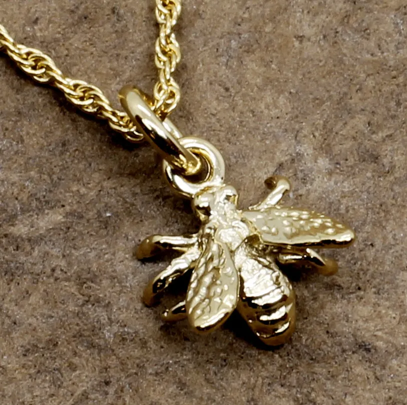 Honey Bee Necklace for Beekeeper made in 14kt gold Vermeil