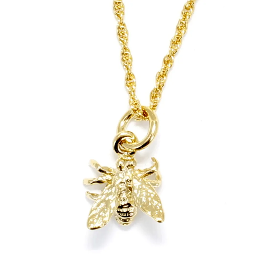 Honey Bee Necklace for Beekeeper made in 14kt gold Vermeil