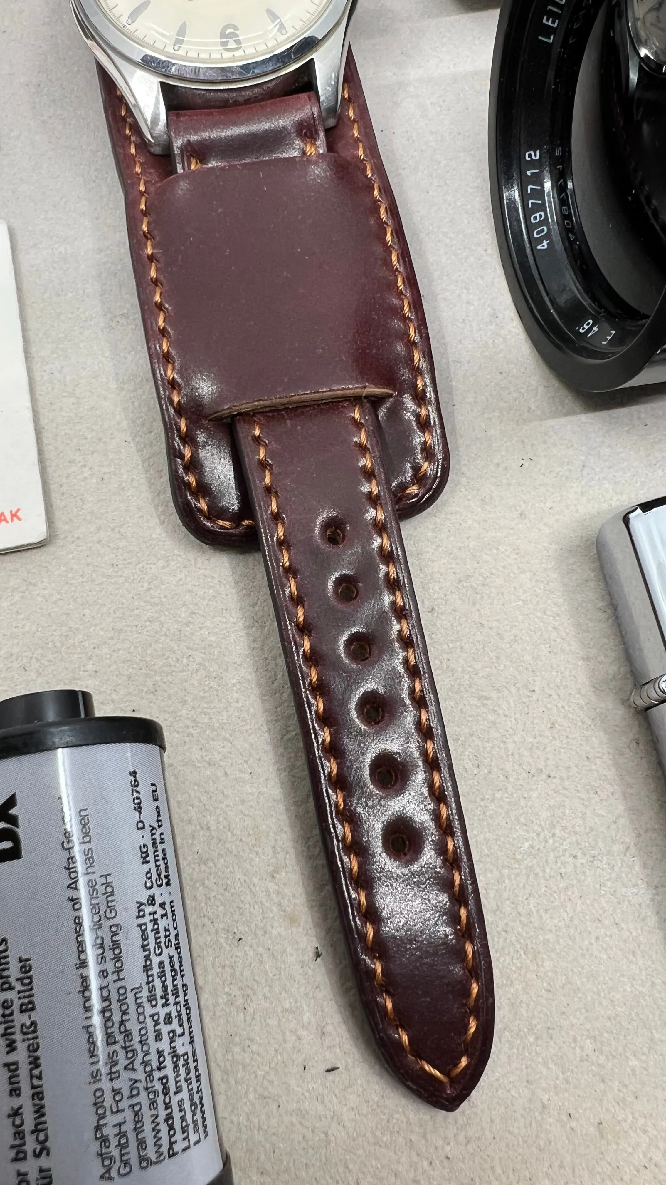 Horween Shell Cordovan Watch Straps 20mm, Bund Style Watchstrap, wristwatch band, Watch Bracelet Replacement, Watchband 22mm 21mm, Handmade Paul Newman Cuff Watch Strap