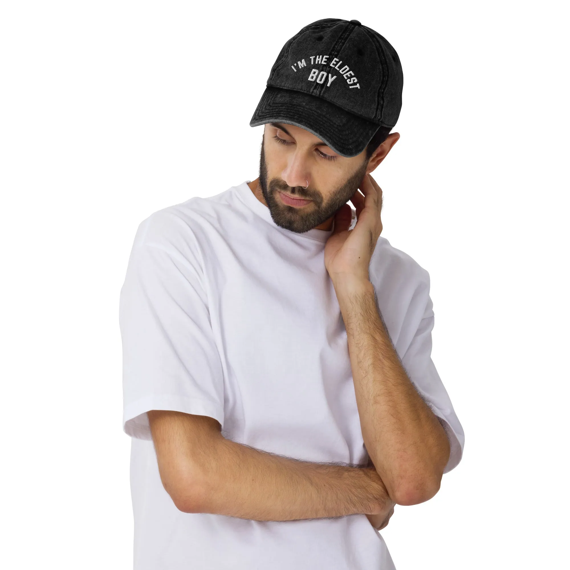I Am the Eldest Boy Vintage Cotton Twill Cap, Funny Embroidered Hat