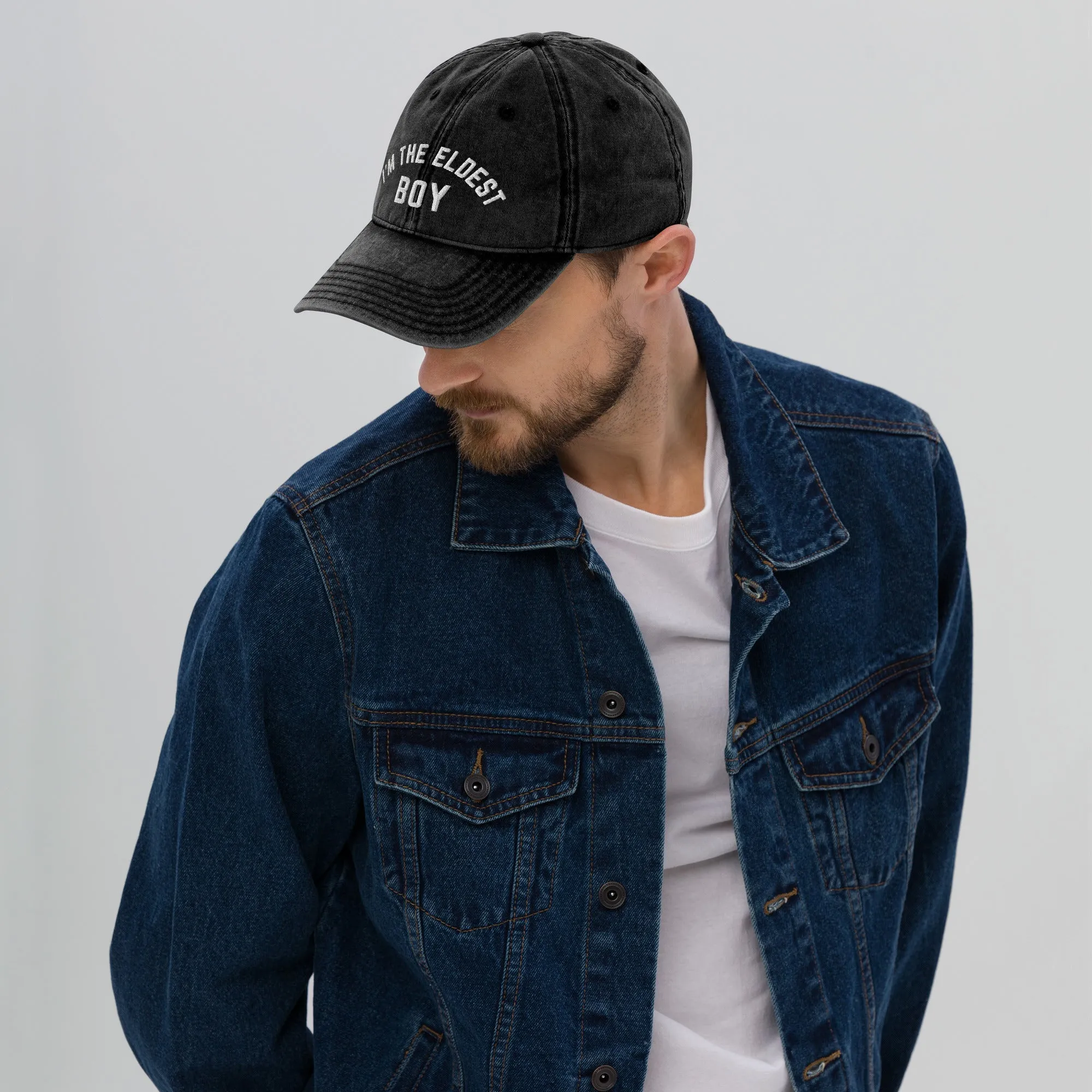 I Am the Eldest Boy Vintage Cotton Twill Cap, Funny Embroidered Hat